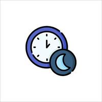 A clock and a moon icon on a white background vector