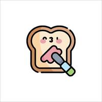 A cartoon slice of bread with a toothbrush on it vector