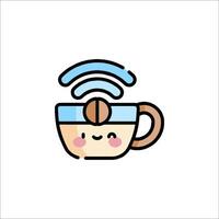 Coffee cup icon with wifi symbol vector