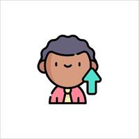 A cartoon man with an arrow pointing up vector