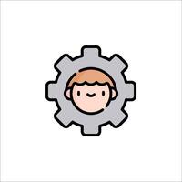A boy in a gearwheel icon vector