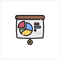 A presentation board with a pie chart on it vector