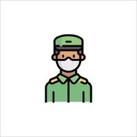A man in a green uniform with a surgical mask vector