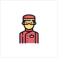 A man in a red hat and mask is wearing a mask vector