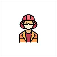 A man in a hard hat and mask icon vector