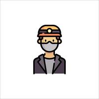 A man in a mask and hat with a face mask vector