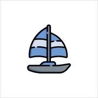A sailboat icon in a flat style vector