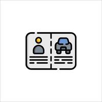 A car is in a book with a person inside vector