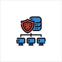 A computer with a shield icon on top vector