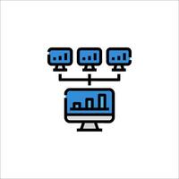 A computer monitor with a bar graph on it vector