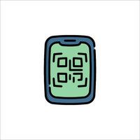 A phone with a qr code on it vector
