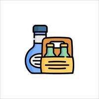 A bottle of alcohol and a box with two bottles vector