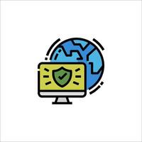 A computer monitor with a shield icon vector
