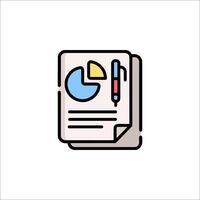 A document with a pen and a pie chart icon vector