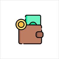 Wallet icon with money and coin vector