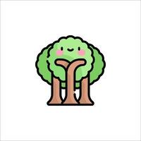 A cute tree with a smiley face on it vector