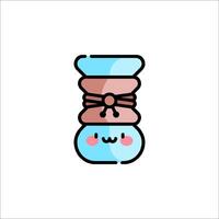 A cute little blue and pink bottle with a bow on it vector