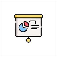 A presentation board with a pie chart on it vector