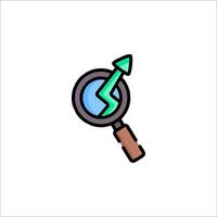 A magnifying glass with an arrow pointing up vector