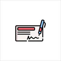 A check with a pen and a checkmark vector