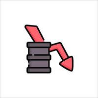 A barrel with an arrow pointing up and a red arrow pointing down vector
