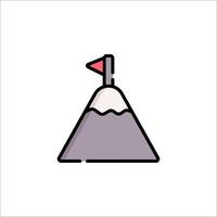 A mountain with a flag on top of it vector