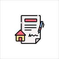 A house and a pen on a paper icon vector