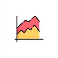 A graph chart icon with a red and yellow bar vector