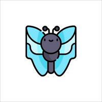 A cartoon butterfly with black eyes and a black nose vector