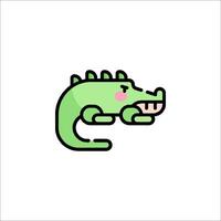 A cute green crocodile icon on a white background vector