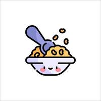A bowl of cereal with a spoon and a smiley face vector