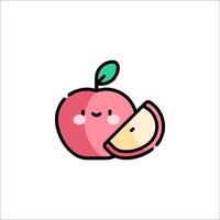 An apple with a slice of fruit on it vector
