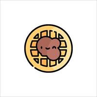 A waffle with a small piece of chocolate in it vector