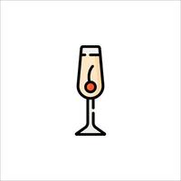 A glass of champagne with a cherry on top vector