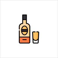 A bottle of whiskey and a glass of whiskey vector