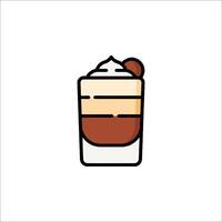 A dessert drink in a glass with whipped cream vector