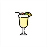 A drink with fruit and a straw in it vector