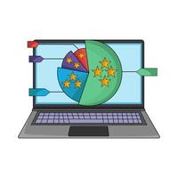laptop with pie chart vector