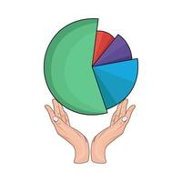 pie chart on hand vector