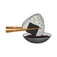 illustration of Onigiri Served with Soy Sauce vector