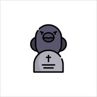 A black and white cartoon character with a cross on top of a tombstone vector