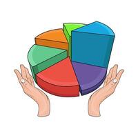 illustration of hand with pie chart vector
