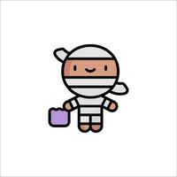 A cartoon character in a costume holding a bag vector