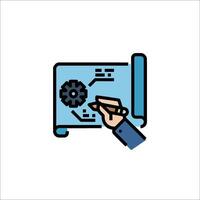 A hand writing on a computer screen with a pen vector