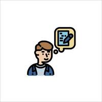 A man is thinking about a document on a white background vector