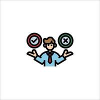 A man with two check marks on his hands vector