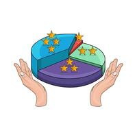 hand with pie chart vector