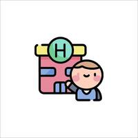 A cartoon character holding a sign that says hospital vector
