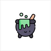 A cartoon witch pot with a green liquid inside vector