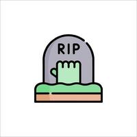 A tombstone with a hand on it and a hand in the dirt vector